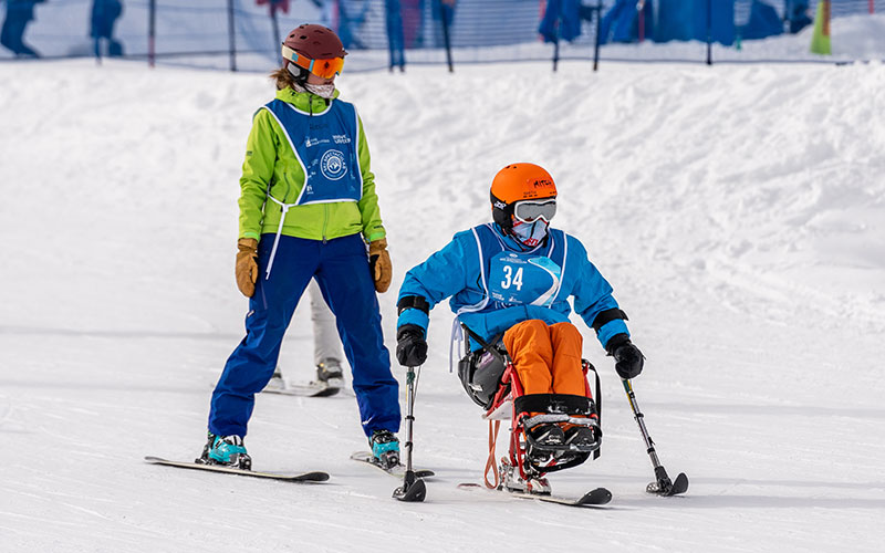 Paralympic athlete and guide at the 2022 Hartford Ski Spectacular