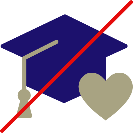 Illustration of graduation cap and heart outside of SafeSport brand color palette.