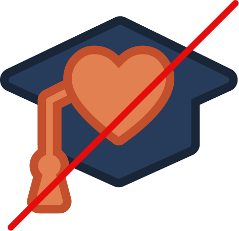 Illustration of graduation cap and heart overlapping.