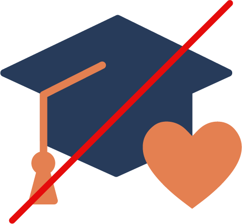Illustration of graduation cap and heart that is SafeSport approved on a illegible background color