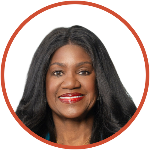 Benita Fitzgerald Mosley headshot with an orange circular border
